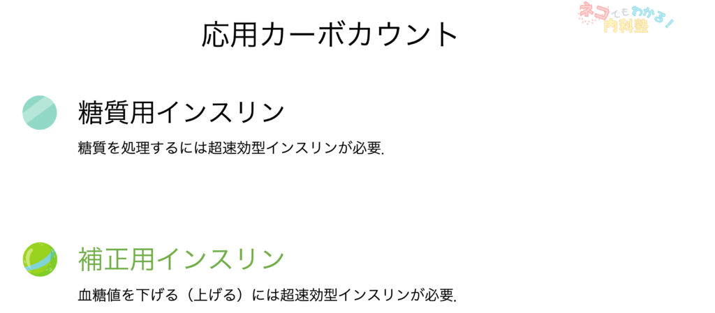 糖質用インスリンと補正用インスリン